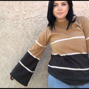 THML 70’s style bell sleeve striped sweater